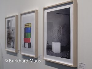 Peter Puklus, „A dual polyhedron with cube“ „789 (Five tapes)“ „How to build a Sun“ (v.l.n.r.), Galerie Robert Morat, Paris Photo 2016, Paris